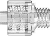 Male Luer Integral Lock Ring to 1/4-28 UNF Thread Clear Polycarbonate