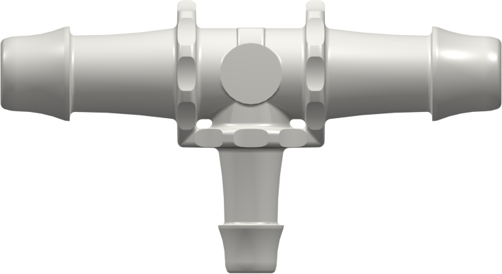 Tee Reduction Tube Fitting with 500 Series Barbs 3/8" (9.5 mm) and 1/4" (6.4 mm) ID Tubing Natural Nylon
