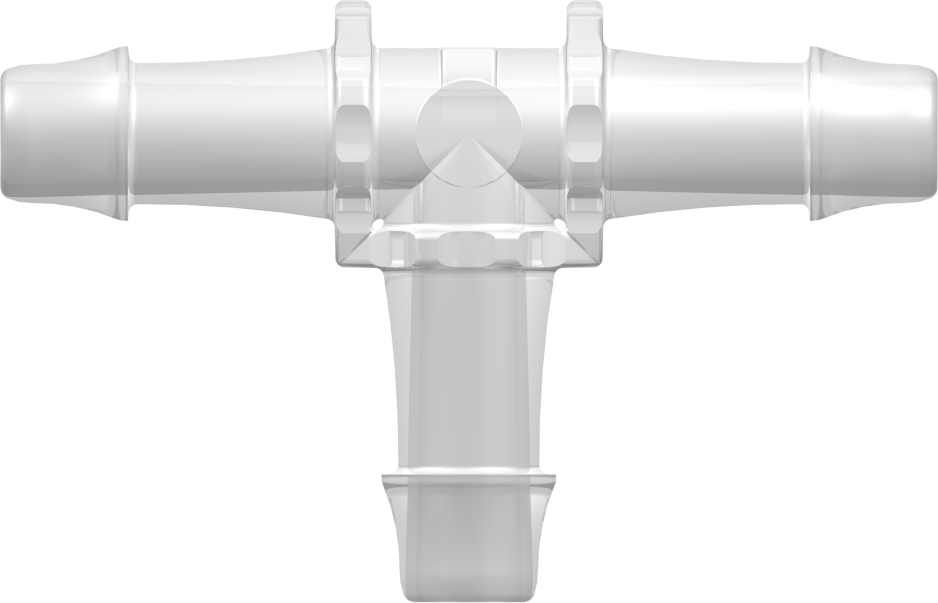 Tee Tube Fitting with 500 Series Barbs 1/2" (12.7 mm) ID Tubing Animal-Free Natural Polypropylene