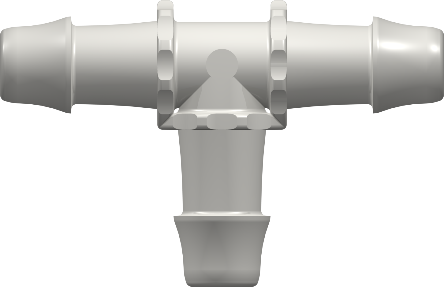 Tee Tube Fitting with 500 Series Barbs 1.0" (25.4 mm) ID Tubing Natural Nylon