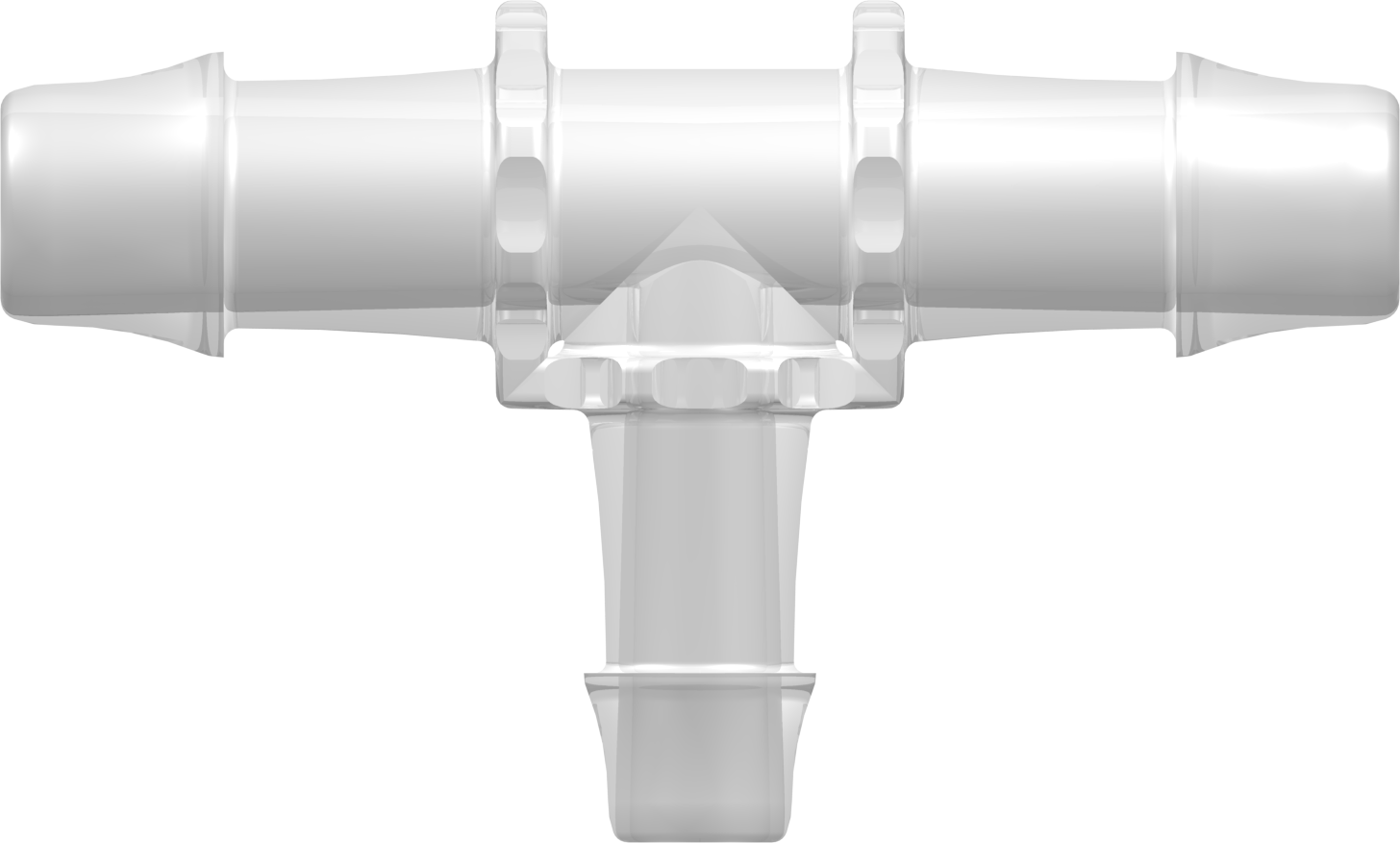 Tee Reduction Tube Fitting with 500 Series Barbs 1" (25.4 mm) and 3/4" (19.0 mm) ID Tubing Animal-Free Natural Polypropylene