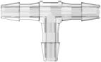 Tee Tube Fitting with 200 Series Barbs 1/16" (1.6 mm) ID Tubing Clear Polycarbonate