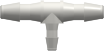 Tee Reduction Tube Fitting with 200 Series Barbs 3/32" (2.4 mm) and 1/16" (1.6 mm) ID Tubing White Nylon
