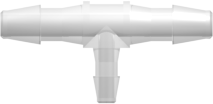Tee Reduction Tube Fitting with 200 Series Barbs 3/32" (2.4 mm) and 1/16" (1.6 mm) ID Tubing Animal-Free Natural Polypropylene