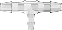 Tee Reduction Tube Fitting with 200 Series Barbs 3/32" (2.4 mm) and 1/16" (1.6 mm) ID Tubing Clear Polycarbonate