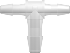 Tee Reduction Tube Fitting with 200 Series Barbs 3/32" (2.4 mm) and 1/8" (3.2 mm) ID Tubing Animal-Free Natural Polypropylene