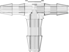 Tee Reduction Tube Fitting with 200 Series Barbs 3/32" (2.4 mm) and 1/8" (3.2 mm) ID Tubing Clear Polycarbonate