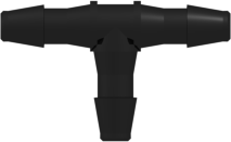Tee Tube Fitting with 200 Series Barbs 3/32" (2.4 mm) ID Tubing Animal-Free Black Polypropylene