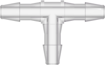 Tee Tube Fitting with 200 Series Barbs 3/32" (2.4 mm) ID Tubing Natural Kynar PVDF