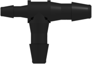 Tee Reduction Tube Fitting with 200 Series Barbs 3/32" (2.4 mm) and 1/16" (1.6 mm) ID Tubing Black Nylon