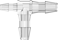 Tee Reduction Tube Fitting with 200 Series Barbs 3/32" (2.4 mm) and 1/16" (1.6 mm) ID Tubing Clear Polycarbonate