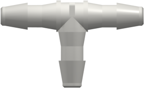Tee Tube Fitting with 200 Series Barbs 1/8" (3.2 mm) ID Tubing White Nylon