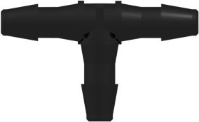 Tee Tube Fitting with 200 Series Barbs 1/8" (3.2 mm) ID Tubing Black Nylon