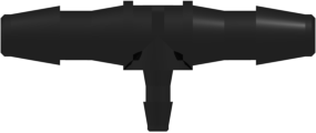 Tee Reduction Tube Fitting with 200 Series Barbs 1/8" (3.2 mm) and 1/16" (1.6 mm) ID Tubing Black Nylon