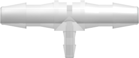 Tee Reduction Tube Fitting with 200 Series Barbs 1/8" (3.2 mm) and 1/16" (1.6 mm) ID Tubing Animal-Free Natural Polypropylene