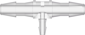 Tee Reduction Tube Fitting with 200 Series Barbs 1/8" (3.2 mm) and 1/16" (1.6 mm) ID Tubing Natural Kynar PVDF