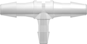 Tee Reduction Tube Fitting with 200 Series Barbs 1/8" (3.2 mm) and 3/32" (2.4 mm) ID Tubing Animal-Free Natural Polypropylene