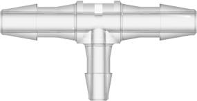 Tee Reduction Tube Fitting with 200 Series Barbs 1/8" (3.2 mm) and 3/32" (2.4 mm) ID Tubing Natural Kynar PVDF