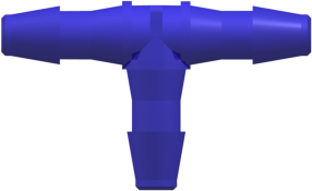 Tee Tube Fitting with 200 Series Barbs 1/8" (3.2 mm) ID Tubing Blue Nylon