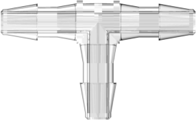 Tee Tube Fitting with 200 Series Barbs 1/8" (3.2 mm) ID Tubing Clear Polycarbonate