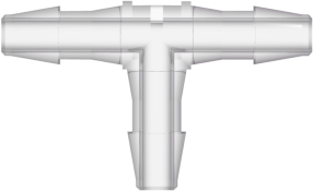 Tee Tube Fitting with 200 Series Barbs 1/8" (3.2 mm) ID Tubing Natural Kynar PVDF