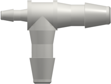 Tee Reduction Tube Fitting with 200 Series Barbs 1/8" (3.2 mm) and 1/16" (1.6 mm) ID Tubing White Nylon