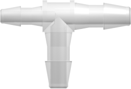 Tee Reduction Tube Fitting with 200 Series Barbs 1/8" (3.2 mm) and 3/32" (2.4 mm) ID Tubing Animal-Free Natural Polypropylene