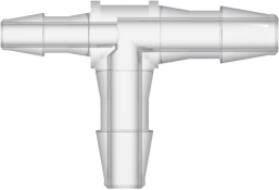 Tee Reduction Tube Fitting with 200 Series Barbs 1/8" (3.2 mm) and 3/32" (2.4 mm) ID Tubing Natural Kynar PVDF