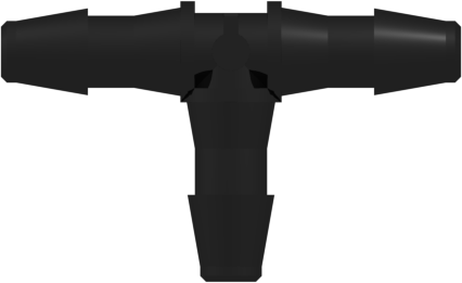 Tee Tube Fitting with 200 Series Barbs 3/16" (4.8 mm) ID Tubing Black Nylon