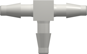 Tee Tube Fitting with Classic Series Barbs 1/8" (3.2 mm) ID Tubing White Nylon