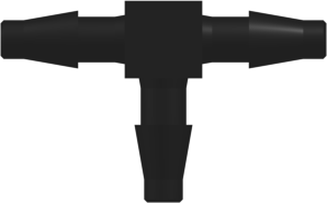 Tee Tube Fitting with Classic Series Barbs 1/8" (3.2 mm) ID Tubing Black Nylon