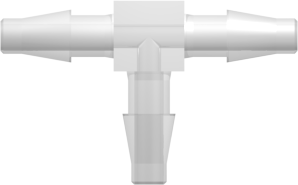 Tee Tube Fitting with Classic Series Barbs 1/8" (3.2 mm) ID Tubing Animal-Free Natural Polypropylene