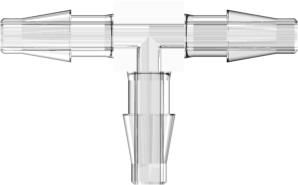 Tee Tube Fitting with Classic Series Barbs 1/8" (3.2 mm) ID Tubing Clear Polycarbonate