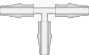 Tee Tube Fitting with Classic Series Barbs 1/8" (3.2 mm) ID Tubing Natural Kynar PVDF