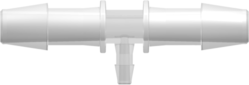 Tee Reduction Tube Fitting with 200 and 300 Series Barbs 1/4" (6.4 mm) and 3/32" (2.4 mm) ID Tubing Animal-Free Natural Polypropylene
