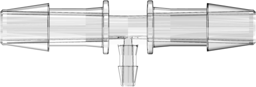 Tee Reduction Tube Fitting with 200 and 300 Series Barbs 1/4" (6.4 mm) and 3/32" (2.4 mm) ID Tubing Clear Polycarbonate
