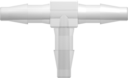 Tee Tube Fitting with Classic Series Barbs 5/32" (4.0 mm) ID Tubing Animal-Free Natural Polypropylene