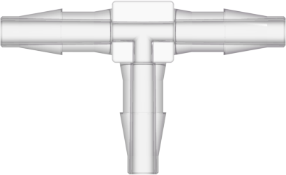 Tee Tube Fitting with Classic Series Barbs 5/32" (4.0 mm) ID Tubing Natural Kynar PVDF