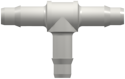 Tee Tube Fitting with 400 Series Barbs 1/16" (1.6 mm) ID Tubing White Nylon