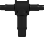 Tee Reduction Tube Fitting with 400 Series Barbs 1/16" (1.6 mm) and 3/32" (2.4 mm) ID Tubing Black Nylon