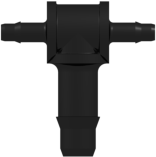 Tee Reduction Tube Fitting with 400 Series Barbs 1/16" (1.6 mm) and 1/8" (3.2 mm) ID Tubing Black Nylon