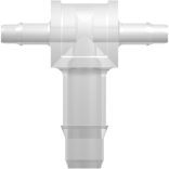 Tee Reduction Tube Fitting with 400 Series Barbs 1/16" (1.6 mm) and 1/8" (3.2 mm) ID Tubing Animal-Free Natural Polypropylene