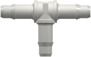 Tee Tube Fitting with 400 Series Barbs 3/32" (2.4 mm) ID Tubing White Nylon