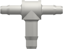 Tee Reduction Tube Fitting with 400 Series Barbs 3/32" (2.4 mm) and 1/8" (3.2 mm) ID Tubing White Nylon