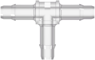Tee Tube Fitting with 400 Series Barbs 3/32" (2.4 mm) ID Tubing Natural Kynar PVDF