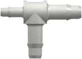 Tee Reduction Tube Fitting with 400 Series Barbs 3/32" (2.4 mm) and 1/16" (1.6 mm) ID Tubing White Nylon