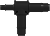 Tee Reduction Tube Fitting with 400 Series Barbs 3/32" (2.4 mm) and 1/16" (1.6 mm) ID Tubing Black Nylon