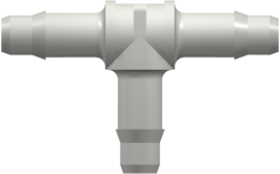 Tee Tube Fitting with 400 Series Barbs 1/8" (3.2 mm) ID Tubing White Nylon