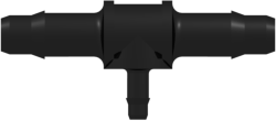 Tee Reduction Tube Fitting with 400 Series Barbs 1/8" (3.2 mm) and 1/16" (1.6 mm) ID Tubing Black Nylon