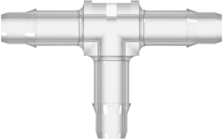 Tee Tube Fitting with 400 Series Barbs 1/8" (3.2 mm) ID Tubing Natural Kynar PVDF